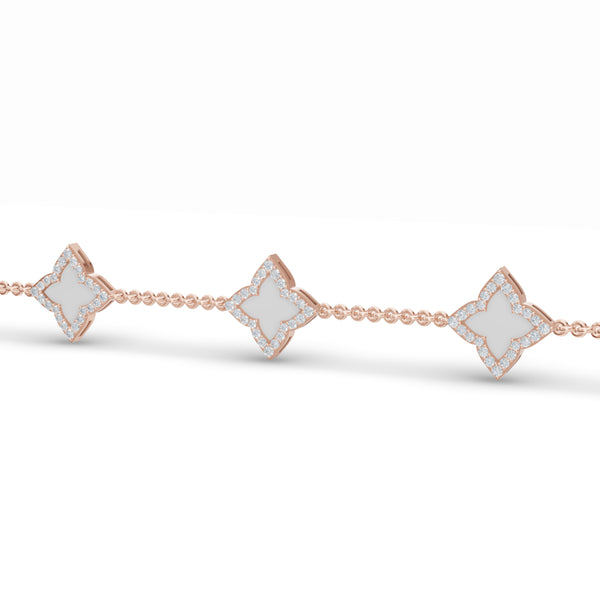 Mother of Pearl Clover Diamond Bracelet