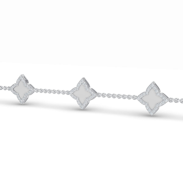 Mother of Pearl Clover Diamond Bracelet