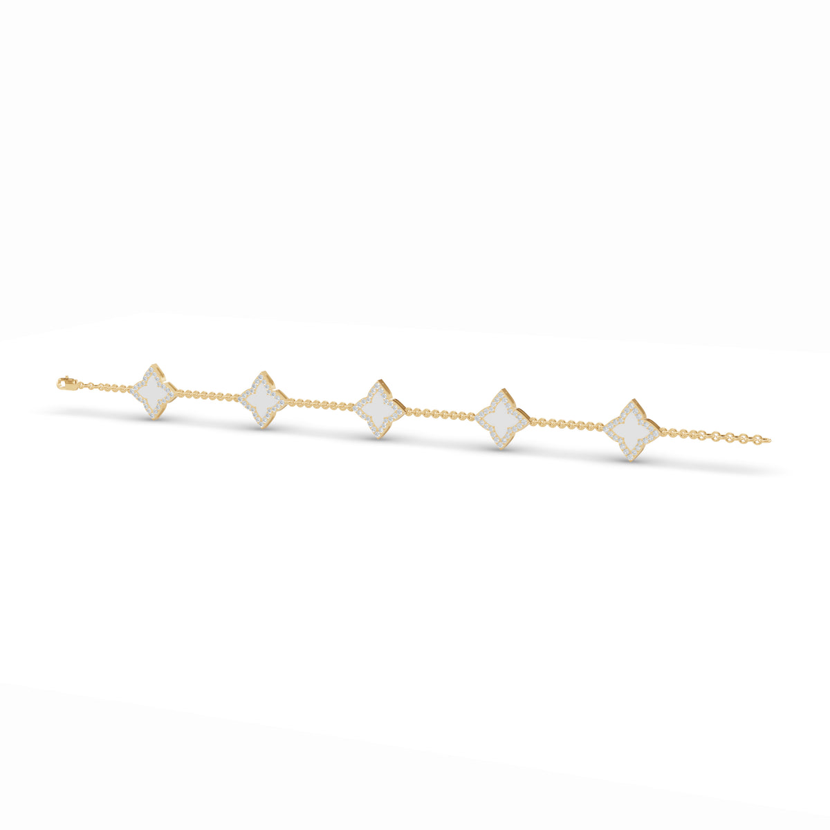 Mother of Pearl Clover Diamond Bracelet