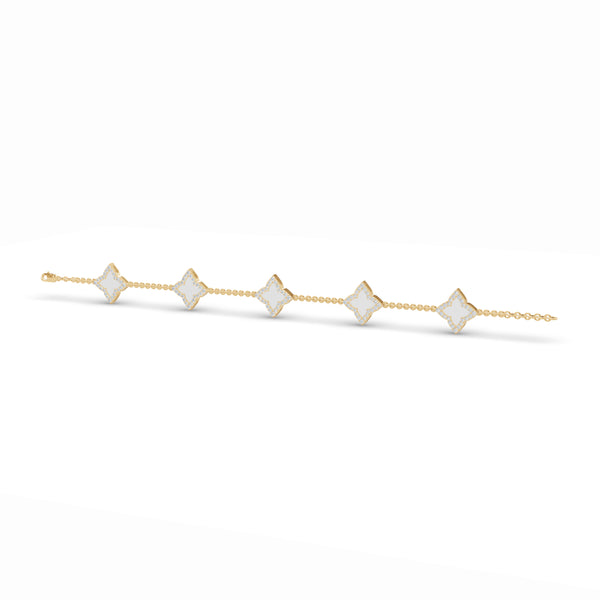 Mother of Pearl Clover Diamond Bracelet