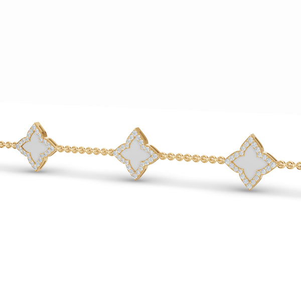 Mother of Pearl Clover Diamond Bracelet
