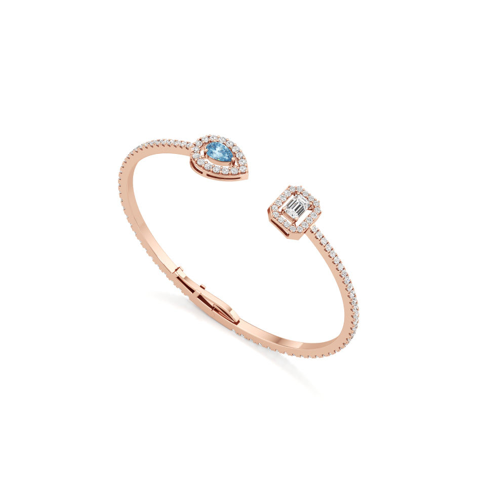 Radiant and Sapphire Gemstone Diamond Bracelet