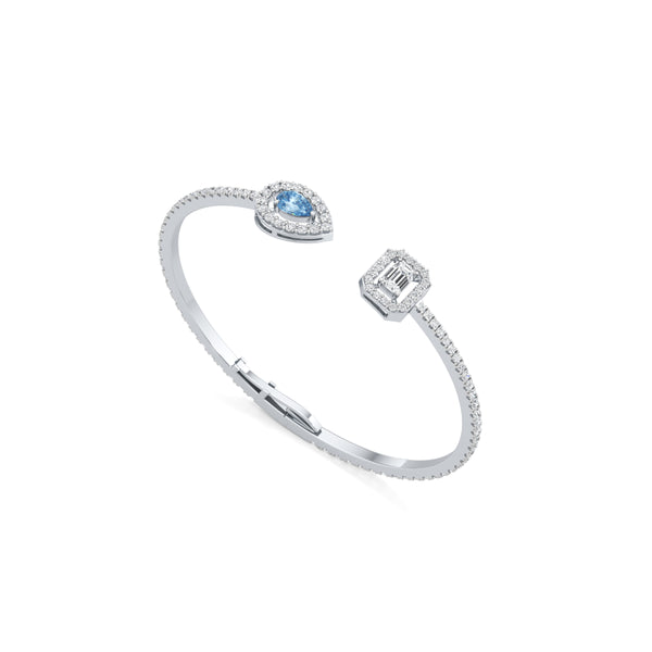 Radiant and Sapphire Gemstone Diamond Bracelet