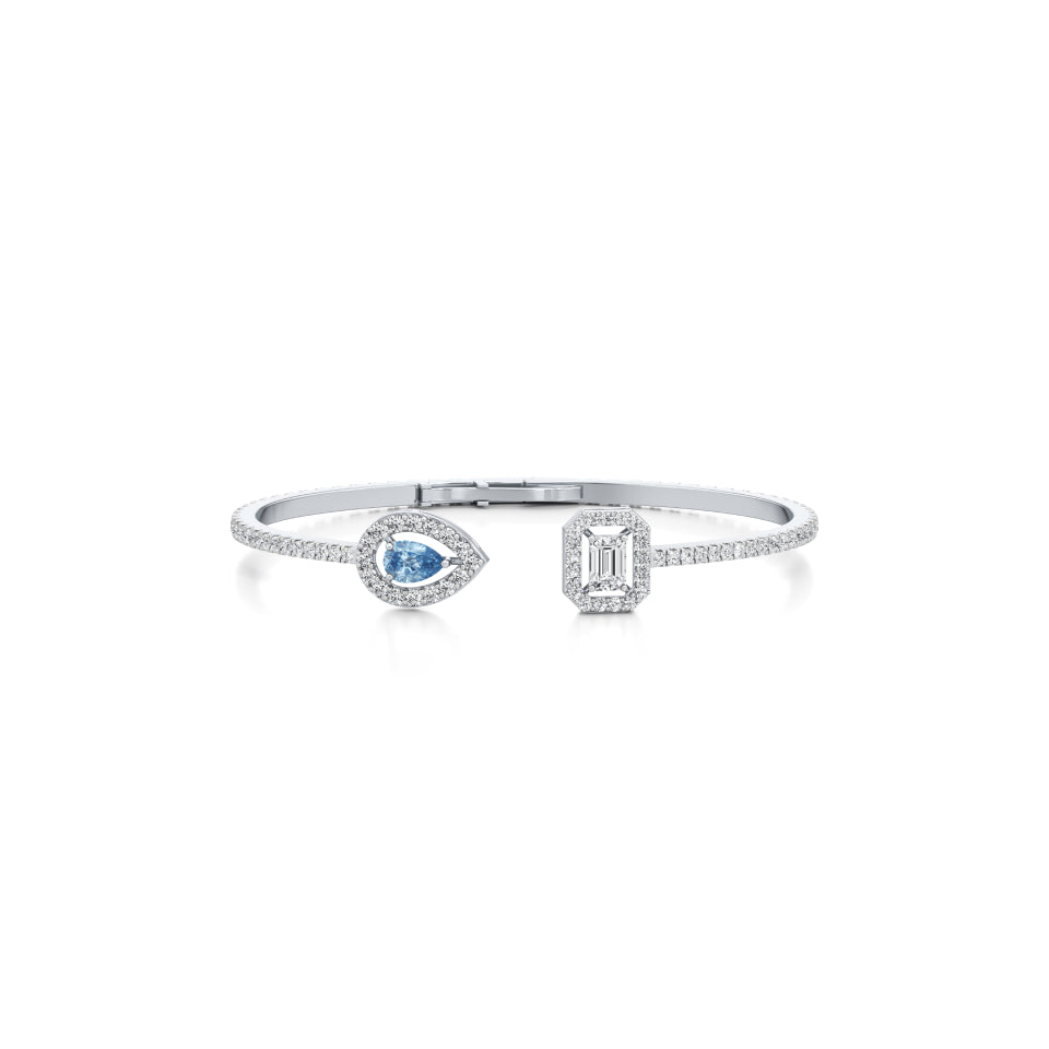 Radiant and Sapphire Gemstone Diamond Bracelet