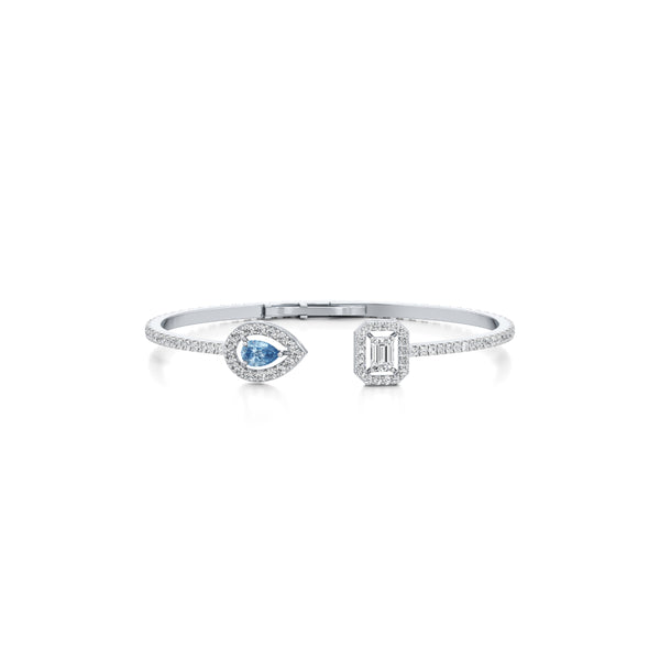 Radiant and Sapphire Gemstone Diamond Bracelet