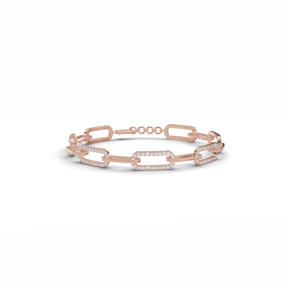 Paper Clip Link Diamond Bracelet