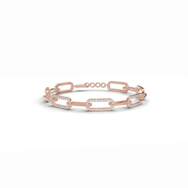 Paper Clip Link Diamond Bracelet
