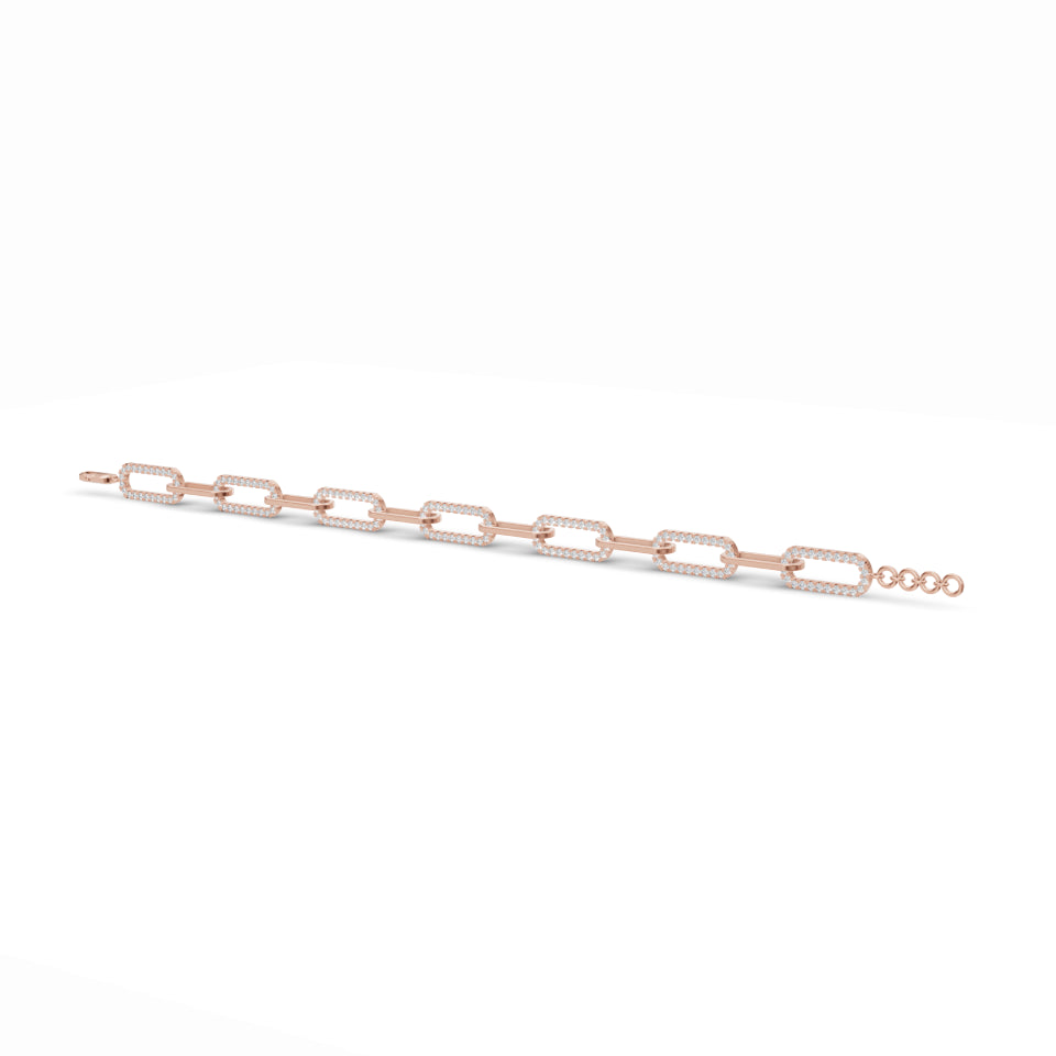 Paper Clip Link Diamond Bracelet