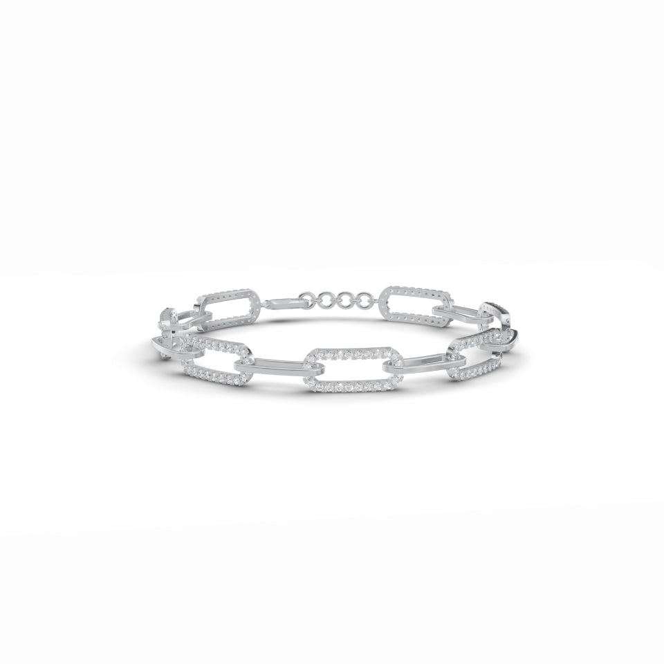 Paper Clip Link Diamond Bracelet