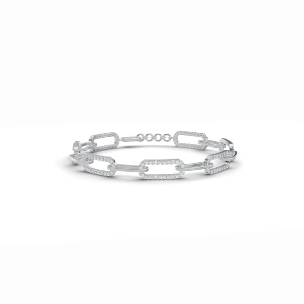 Paper Clip Link Diamond Bracelet