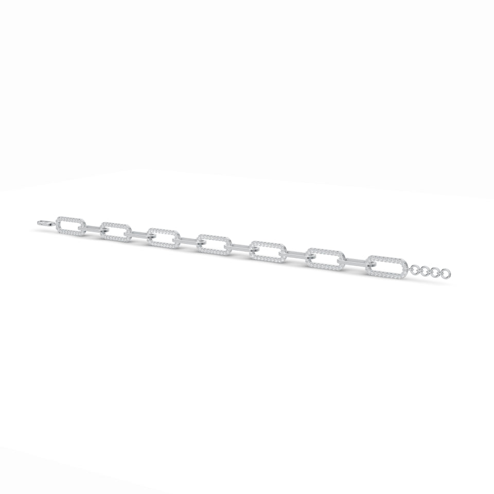 Paper Clip Link Diamond Bracelet