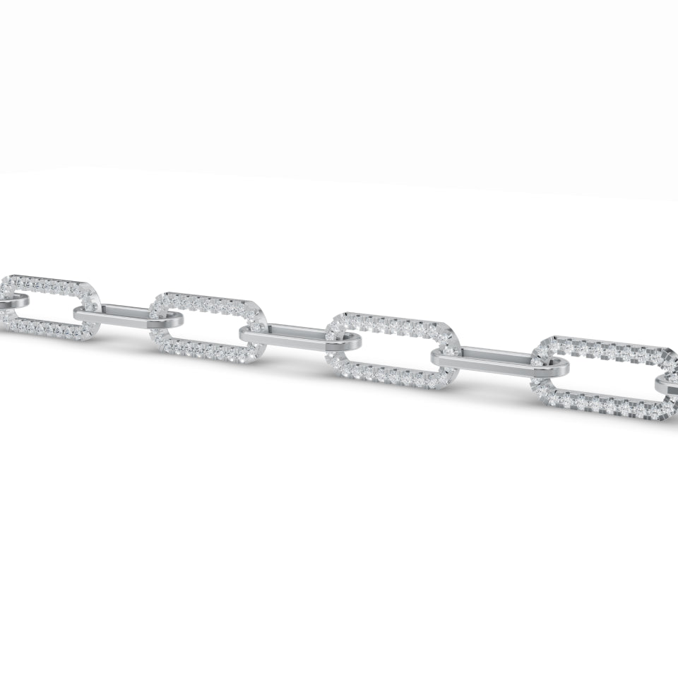 Paper Clip Link Diamond Bracelet
