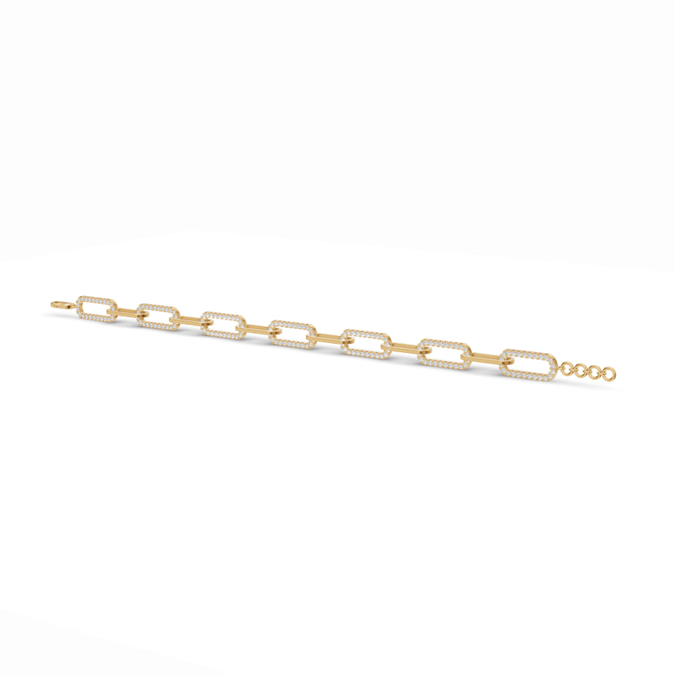 Paper Clip Link Diamond Bracelet