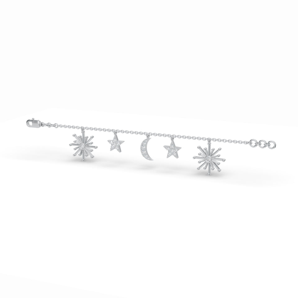 Celestial Harmony Charm Diamond Bracelet