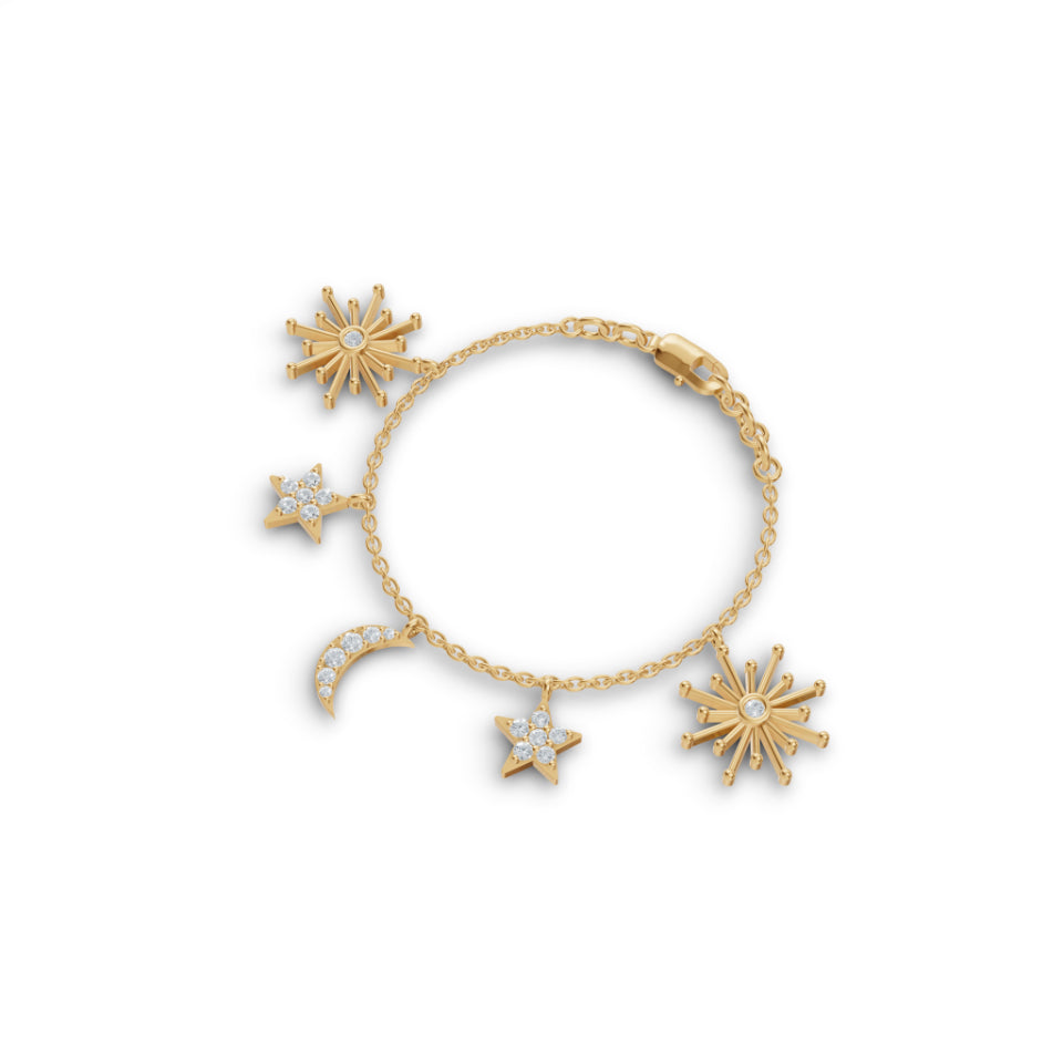 Celestial Harmony Charm Diamond Bracelet