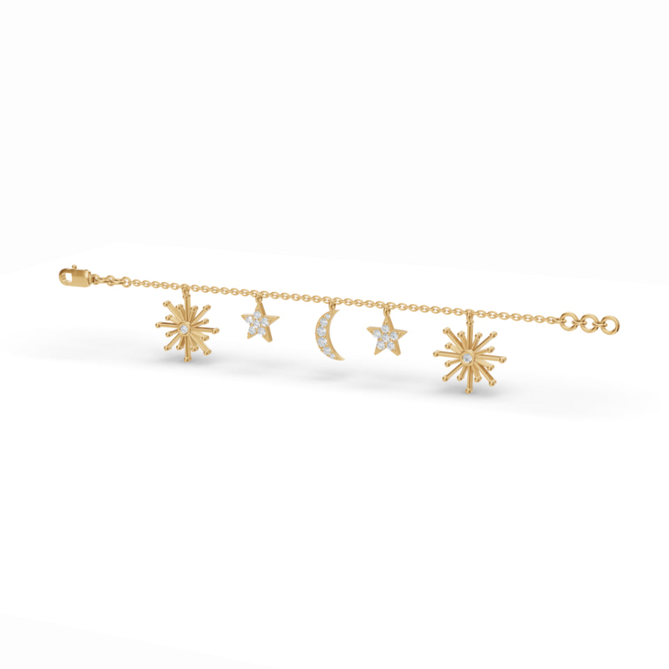 Celestial Harmony Charm Diamond Bracelet