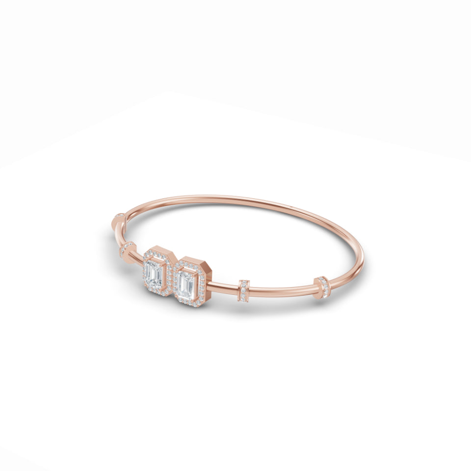 Double Emerald Halo Diamond Bracelet