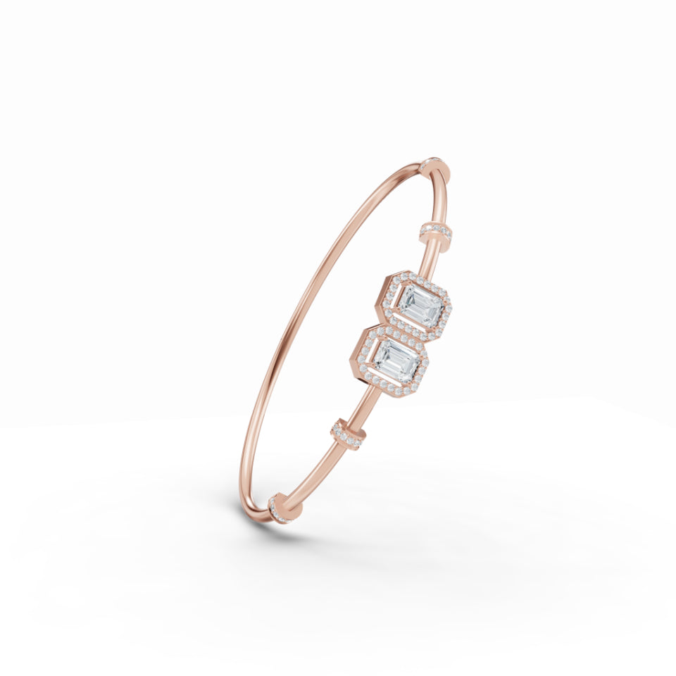 Double Emerald Halo Diamond Bracelet