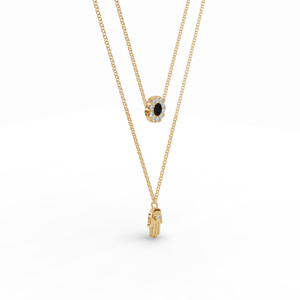 Hamsa & Floret Charm Diamond Chain