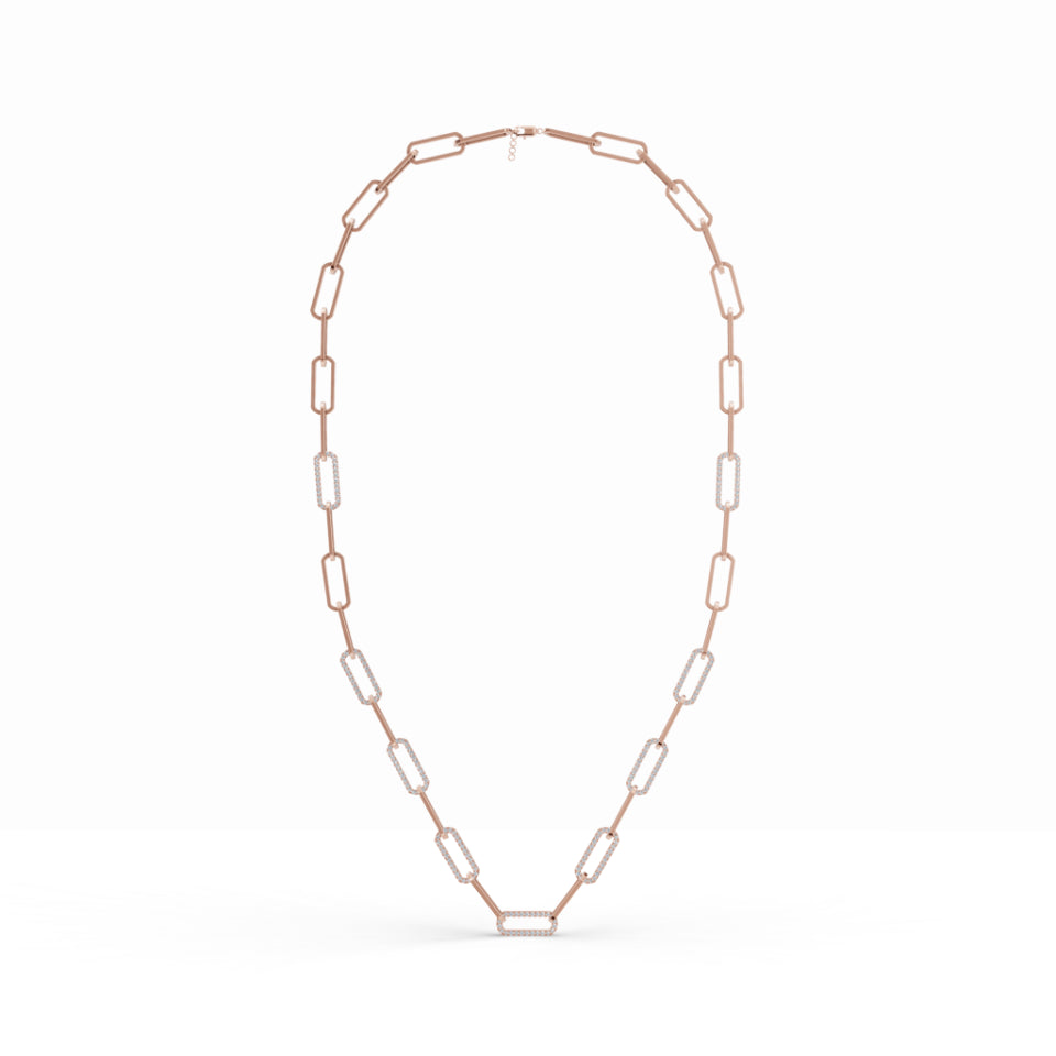 Intertwined Paperclip Link Diamond Chain
