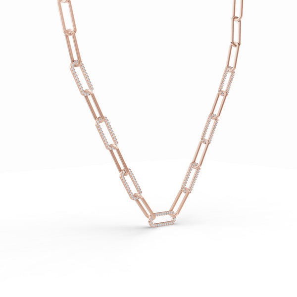 Intertwined Paperclip Link Diamond Chain