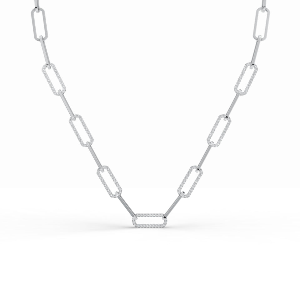 Intertwined Paperclip Link Diamond Chain