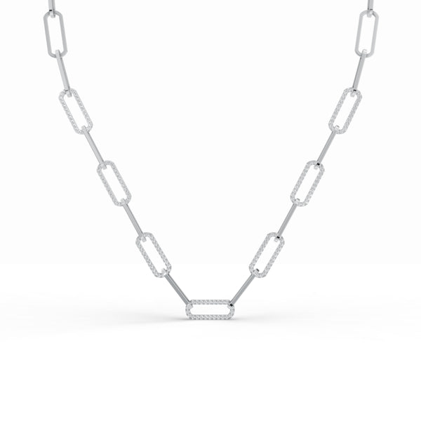Intertwined Paperclip Link Diamond Chain