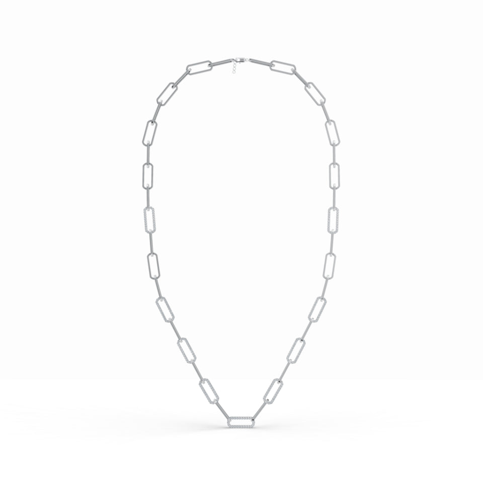 Intertwined Paperclip Link Diamond Chain