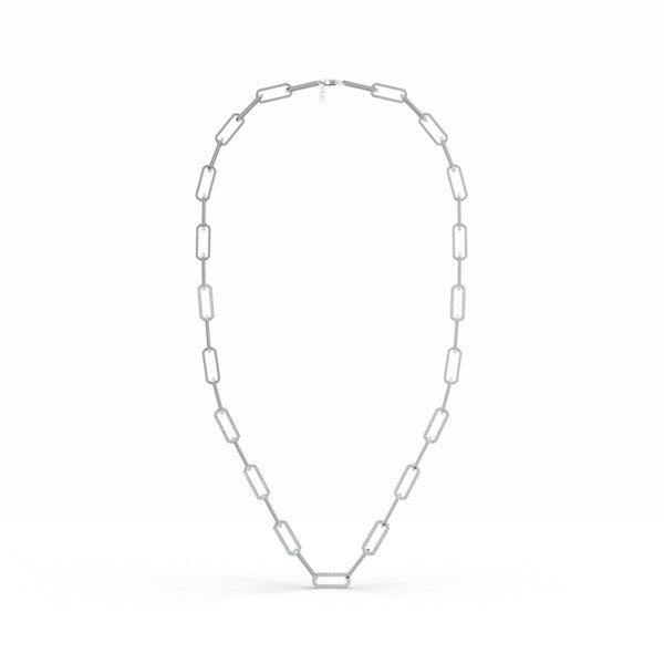 Intertwined Paperclip Link Diamond Chain