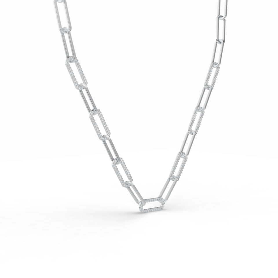 Intertwined Paperclip Link Diamond Chain