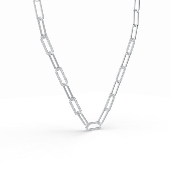 Intertwined Paperclip Link Diamond Chain