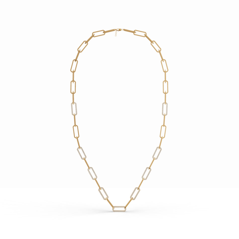 Intertwined Paperclip Link Diamond Chain