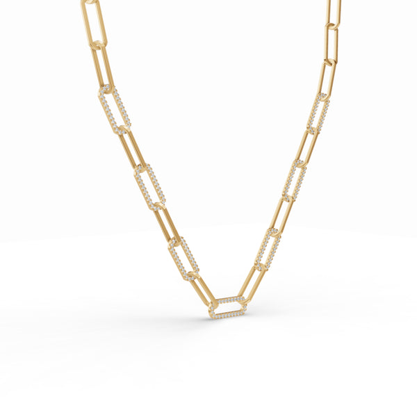 Intertwined Paperclip Link Diamond Chain