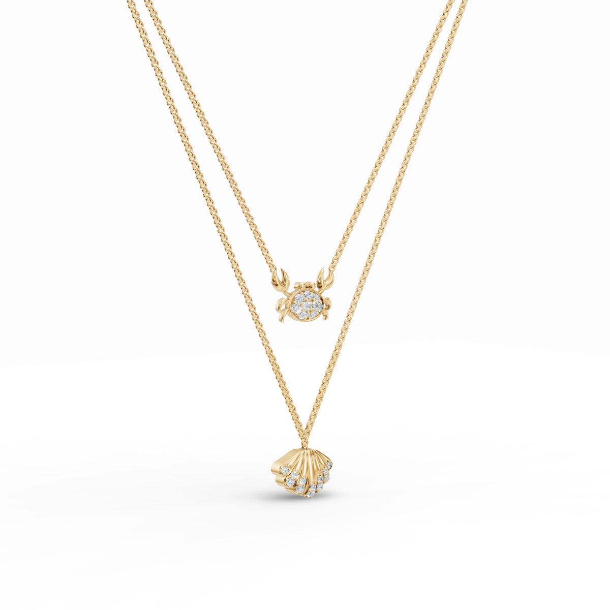 Seashell Layered Diamond Chain