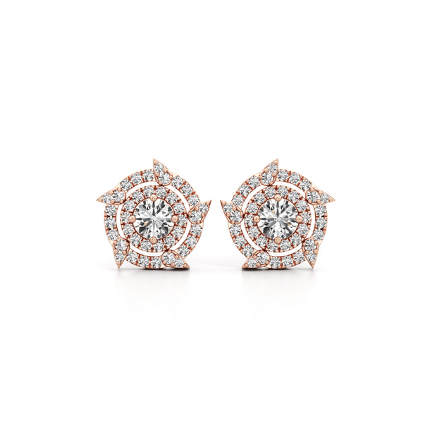 Detachable Solitaire Duo Circled Diamond Earrings