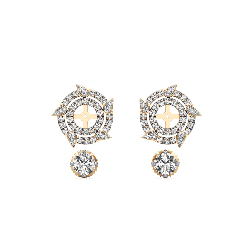 Detachable Solitaire Duo Circled Diamond Earrings