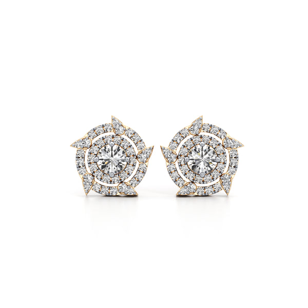 Detachable Solitaire Duo Circled Diamond Earrings
