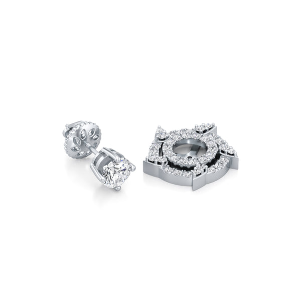 Detachable Solitaire Duo Circled Diamond Earrings