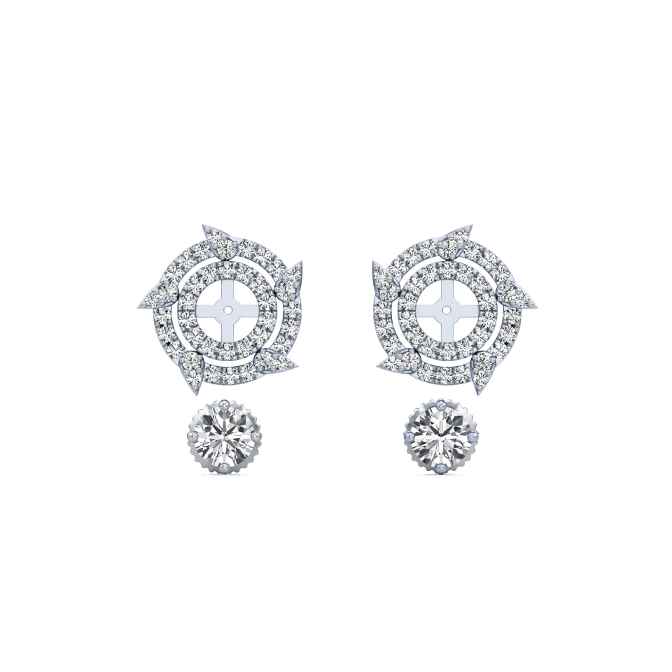 Detachable Solitaire Duo Circled Diamond Earrings