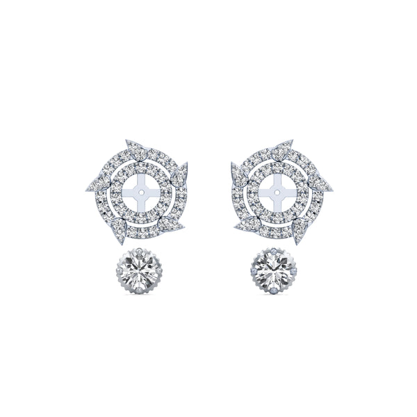 Detachable Solitaire Duo Circled Diamond Earrings