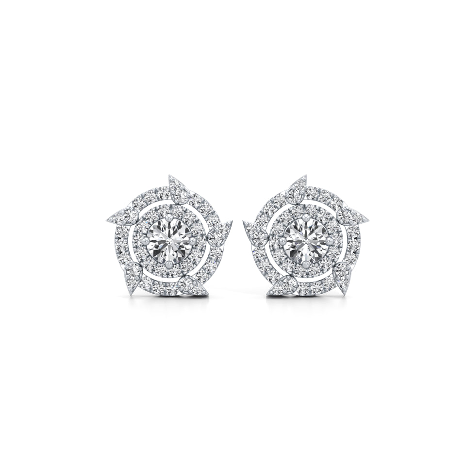 Detachable Solitaire Duo Circled Diamond Earrings