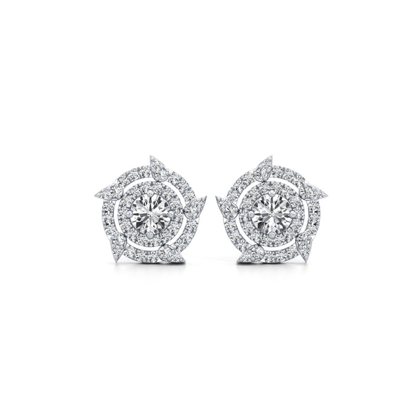 Detachable Solitaire Duo Circled Diamond Earrings