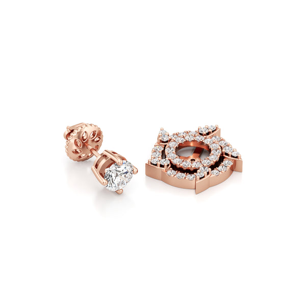 Detachable Solitaire Duo Circled Diamond Earrings