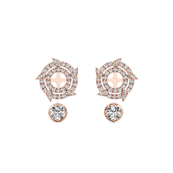 Detachable Solitaire Duo Circled Diamond Earrings
