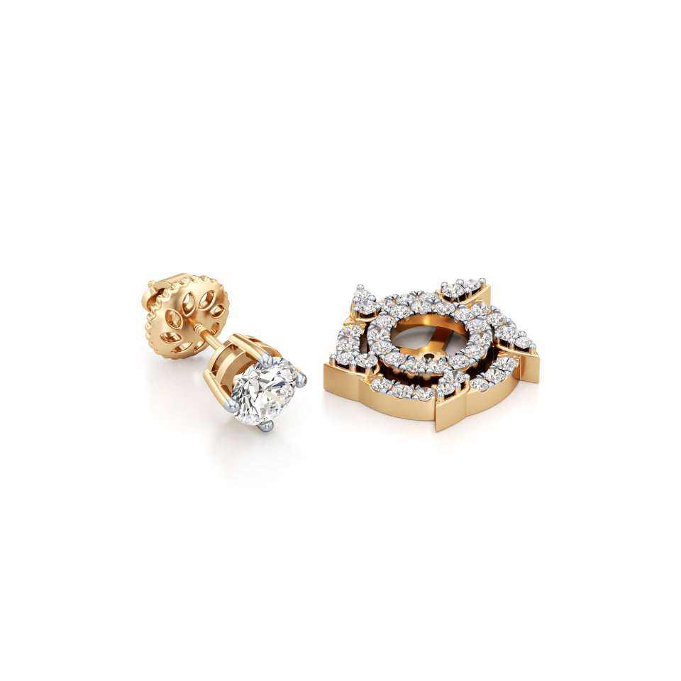Detachable Solitaire Duo Circled Diamond Earrings