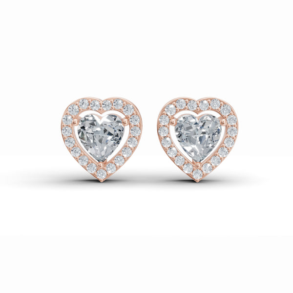 Cupid Double Heart Solitaire Diamond Earrings