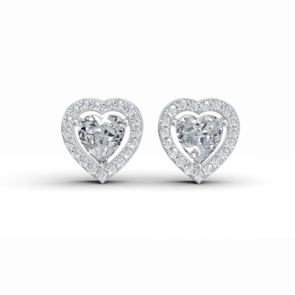 Cupid Double Heart Solitaire Diamond Earrings
