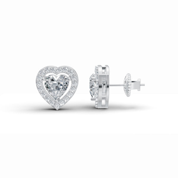 Cupid Double Heart Solitaire Diamond Earrings