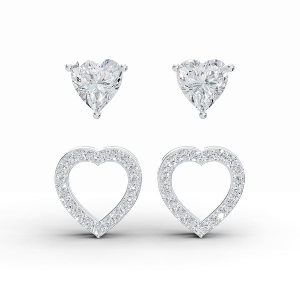 Cupid Double Heart Solitaire Diamond Earrings