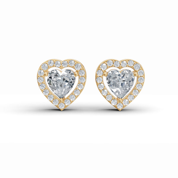 Cupid Double Heart Solitaire Diamond Earrings